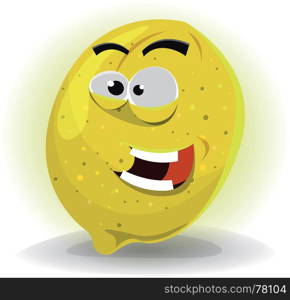 Illustration of a cartoon funny acid and juicy lemon fruit character. Lemon Fruit Character