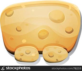 Illustration of a cartoon funny cheese food dashboard sign with buttons, for ui game software or commercial agreement on tablet pc devices. Cartoon Cheese Sign For Ui Game