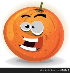 Illustration of a cartoon funny juicy orange fruit character. Orange Fruit Character
