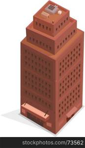 Illustration of a cartoon isometric like high office building tower plenty of windows and floors. Big Business Isometric Building