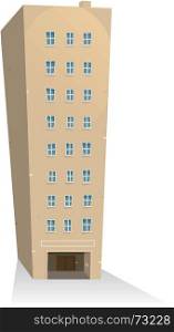 Illustration of a cartoon residential building tower. Apartments Building