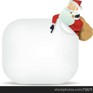 Illustration of a cartoon santa claus character pointing a christmas background. Santa's Pointing Blank Sign