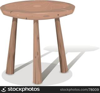 Illustration of a cartoon styled wooden stool or table with shadows. Wood Stool