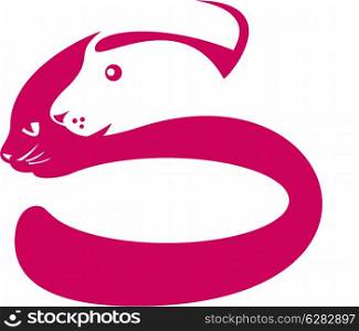 illustration of a cat and dog silhouette isolated on white background. cat and dog silhouette isolated