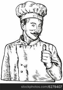illustration of a chef, cook or baker done in retro style.
