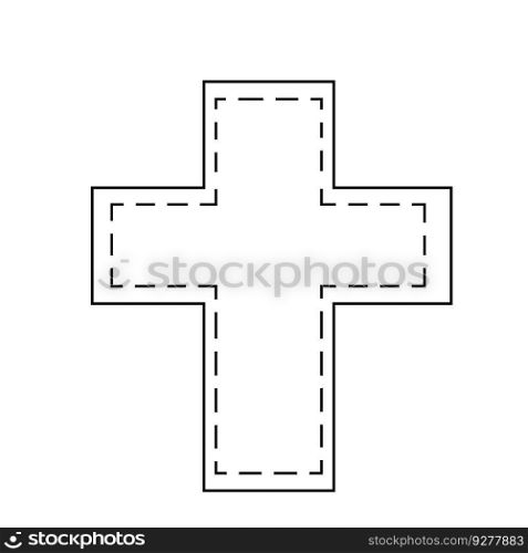Illustration of a Christian cross with embroidery in black and white