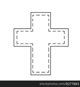 Illustration of a Christian cross with embroidery in black and white