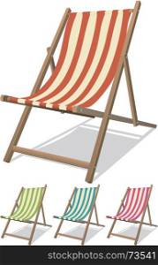 Illustration of a collection of beach chairs for summer vacations relaxation and holidays on the beach. Beach Chair Set