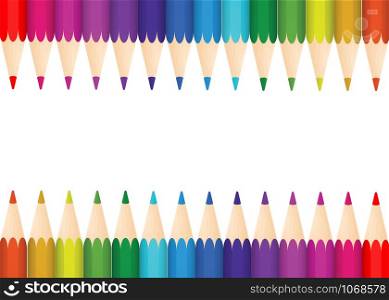 Illustration of a colorful background made of colored pencils. beautiful
