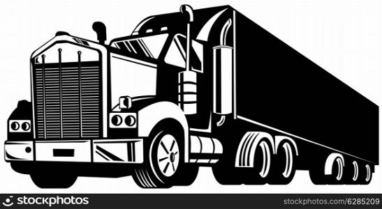 illustration of a container truck lorry done in retro style on isolated background. truck container van