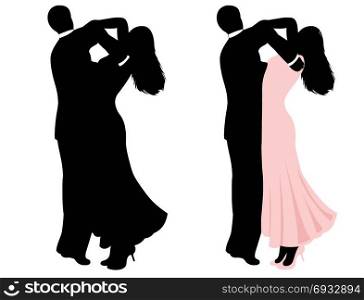Illustration of a couple dancing isolated on white
