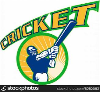 illustration of a cricket batsman batting front view isolated on white. cricket sports batsman batting