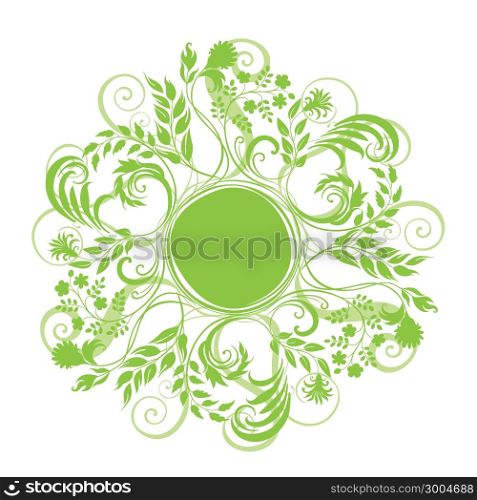 Illustration of a curly round grass background