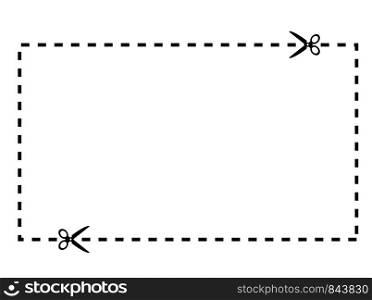 Illustration of a cut out coupon rectangle shape with scissors vector