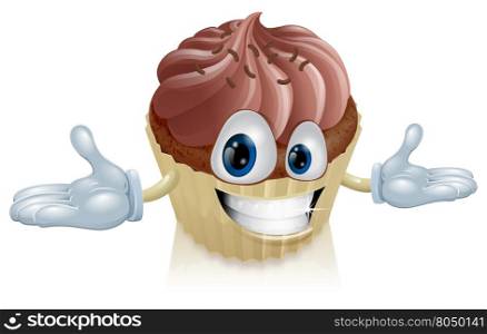 Illustration of a cute happy chocolate cake man