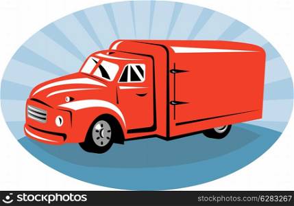 illustration of a Delivery or camper van viewed from side done in retro style. Delivery or camper van viewed from