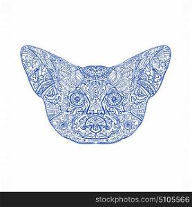 Illustration of a Fennec Fox Head front view done in hand drawing sketch Mandala style.. Fennec Fox Head Mandala