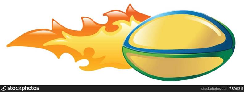Illustration of a flaming rugby ball