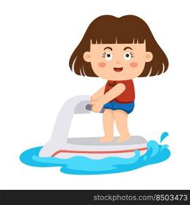 Illustration of a girl riding a jet ski