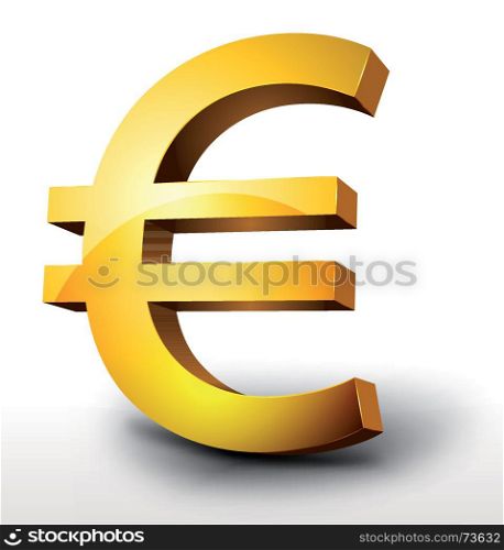 Illustration of a glossy 3d golden euro currency