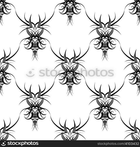 Illustration of a gothic design that seamlessly repeats in black and white