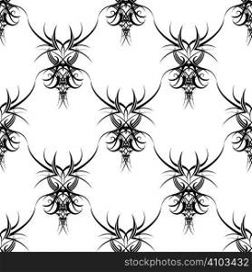 Illustration of a gothic design that seamlessly repeats in black and white