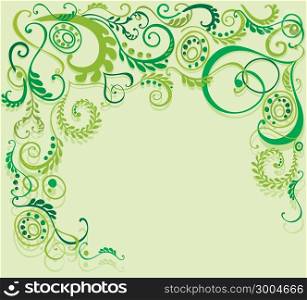 Illustration of a green decorative floral background
