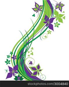 Illustration of a green decorative floral background