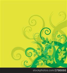 Illustration of a green decorative floral background. Contains gradient mesh.
