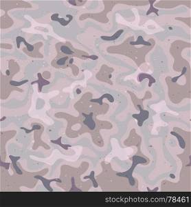 Illustration of a grunge and seamless military camouflage with grey and brown shades for army background and camo fight clothes wallpapers. Seamless Military Camo