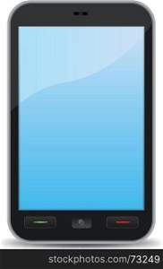 Illustration of a handy basic smartphone device, with flat blue screen for your technology background. Basic Elegant Smartphone