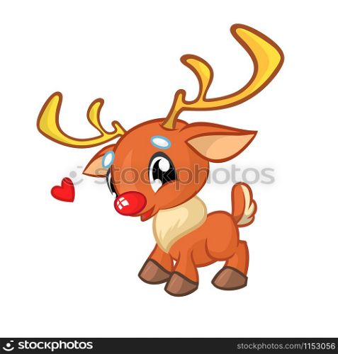 illustration of a happy cartoon Christmas Reindeer . Vector character