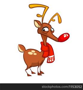illustration of a happy cartoon Christmas Reindeer with scarf. Vector character