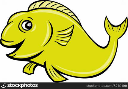 illustration of a happy cartoon fish isolated on white