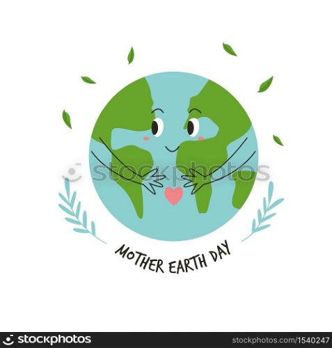 Illustration of a happy green planet for Earth day. Vector design. Illustration of a happy green planet for Earth day.
