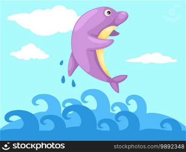 Illustration of a jumping dolphin