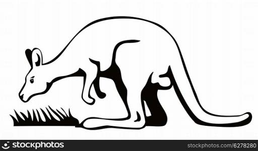 Illustration of a kangaroo isolated on white background done in retro style. . Kangaroo