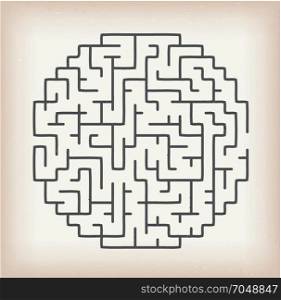 Illustration of a labyrinth pattern game inside grunge textured and vintage background. Maze Game On Vintage Background