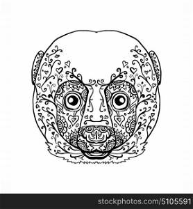 Illustration of a Lemur Head front view done in Mandala style.. Lemur Head Mandala