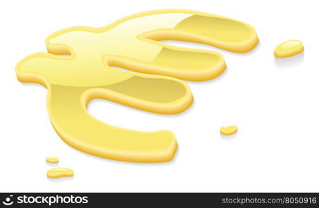 Illustration of a liquid gold metal Euro symbol