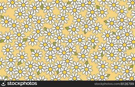 Illustration of a lot of white flowers on yellow background vector