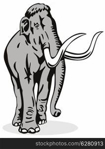 Illustration of a mammoth elephant done in retro style on isolated background.. Mammoth Elephant