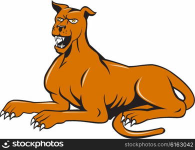 Illustration of a mastiff dog mongrel sitting barking set on isolated white background done in cartoon style. . Mastiff Dog Mongrel Barking Sitting Cartoon