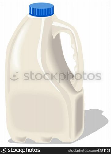 Illustration of a milk bottle with blue lid isolated on white background done in retro style. . Milk Bottle
