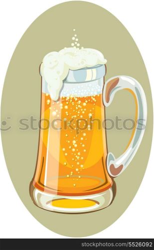 Illustration of a mug full of cold beer