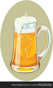 Illustration of a mug full of cold beer