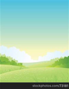 Illustration of a nature outdoors landscape background. Summer Or Spring Nature Landscape