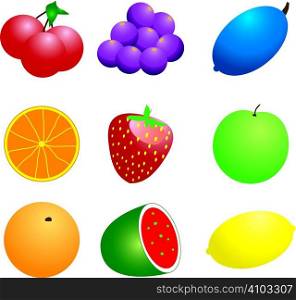 Illustration of a number of fruit and veg that could be used as a background