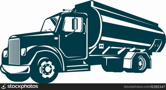 illustration of a oil delivery truck lorry done in retro style on isolated background. oil delivery truck lorry