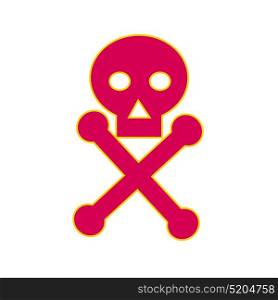 Illustration of a Poison Symbol icon, the skull-and-crossbones symbol , consisting of a human skull and two bones crossed together behind the skull, generally used as a warning of danger, particularly in regard to poisonous substances. Poison Symbol Icon